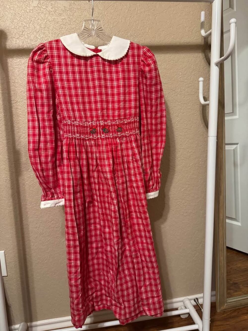 NWOT Vintage Hartstrings Red Plaid Smocked Christmas Dress Flannel Girls 12